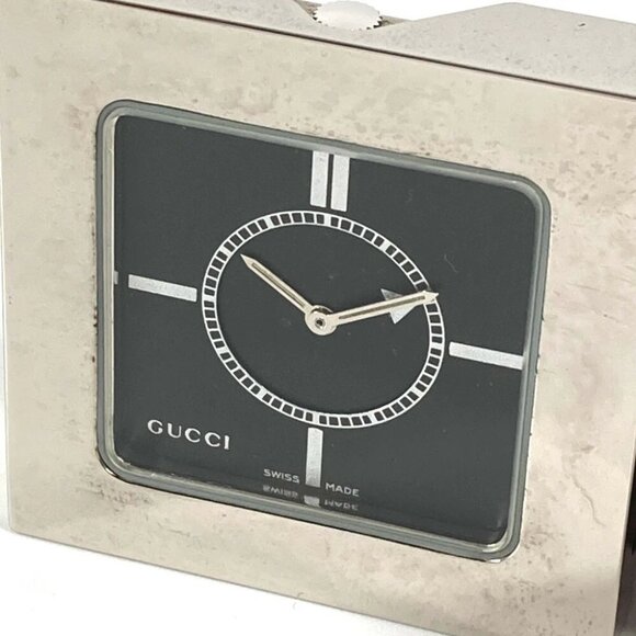 GUCCI REF0840 Logo Travel Watch Watch Interior Table clock SS Silver - Picture 5 of 16
